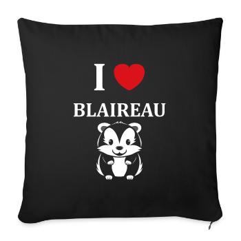 Humour blaireau - Housse de coussin décorative 45 x 45 cm - noir - Devant