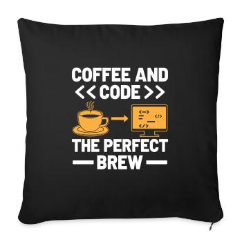 Café Codage Programmeur Codeur Développeur Nerd Coff - Housse de coussin décorative 45 x 45 cm - noir - Devant