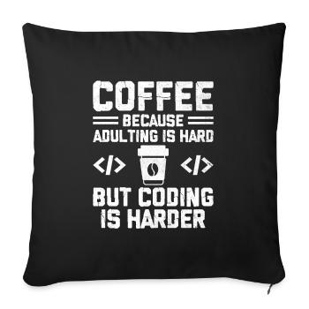 Café Codage Programmeur Codeur Développeur Nerd Coff - Housse de coussin décorative 45 x 45 cm - noir - Devant