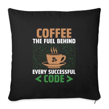 Café Codage Programmeur Codeur Développeur Nerd Coff - Housse de coussin décorative 45 x 45 cm - noir - Devant