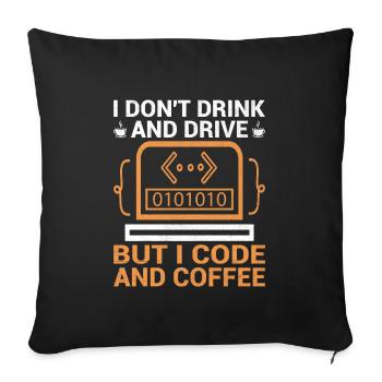 Café Codage Programmeur Codeur Développeur Nerd Coff - Housse de coussin décorative 45 x 45 cm - noir - Devant
