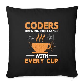 Café Codage Programmeur Codeur Développeur Nerd Coff - Housse de coussin décorative 45 x 45 cm - noir - Devant