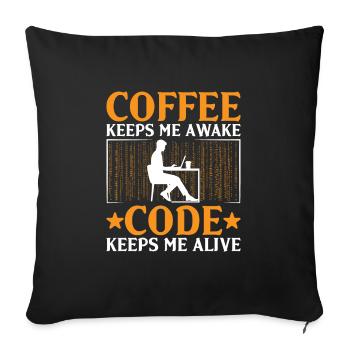 Café Codage Programmeur Codeur Développeur Nerd Coff - Housse de coussin décorative 45 x 45 cm - noir - Devant