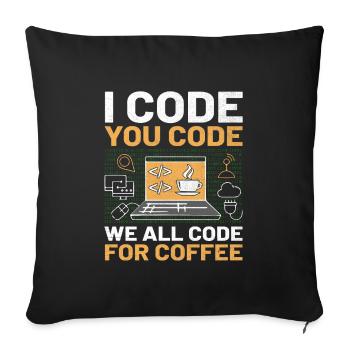 Café Codage Programmeur Codeur Développeur Nerd Coff - Housse de coussin décorative 45 x 45 cm - noir - Devant