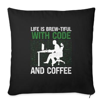 Coffee Coding Programmer Coder Developer Nerd Coff - Sofa pillowcase 17,3'' x 17,3'' (45 x 45 cm) - black - Front