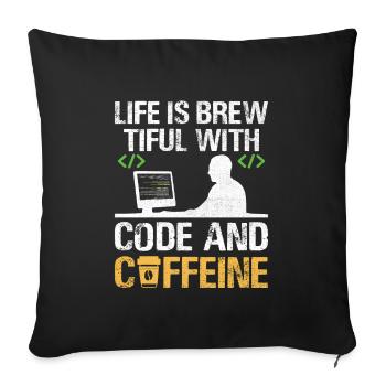 Kaffee-Codierung Programmierer Programmierer Entwickler Nerd Coff - Sofakissenbezug 45 x 45 cm - Schwarz - Vorne