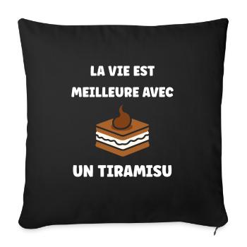 Humour tiramisu - Housse de coussin décorative 45 x 45 cm - noir - Devant