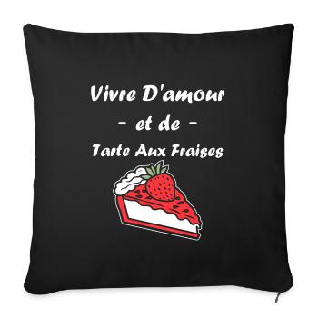 Tarte aux fraises - Housse de coussin décorative 45 x 45 cm - noir - Devant