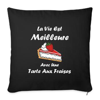 Tarte aux fraises - Housse de coussin décorative 45 x 45 cm - noir - Devant