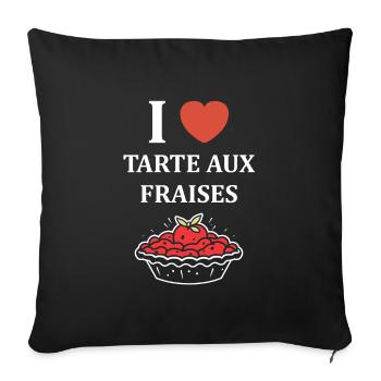 Tarte aux fraises - Housse de coussin décorative 45 x 45 cm - noir - Devant