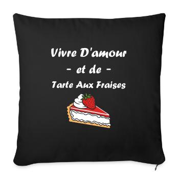Tarte aux fraises - Housse de coussin décorative 45 x 45 cm - noir - Devant