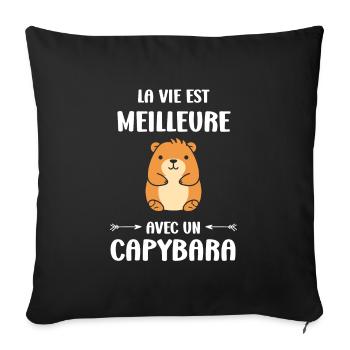 Humour Capybara - Housse de coussin décorative 45 x 45 cm - noir - Devant