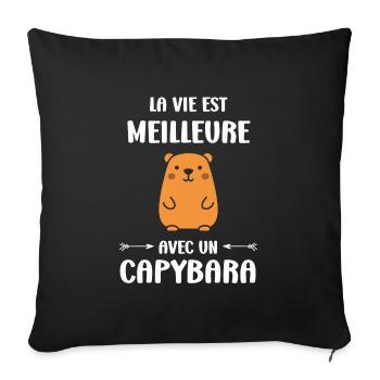 Humour Capybara - Housse de coussin décorative 45 x 45 cm - noir - Devant