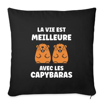 Humour Capybara - Housse de coussin décorative 45 x 45 cm - noir - Devant