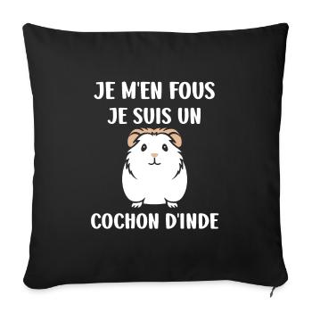 Humour cochon d'ine - Housse de coussin décorative 45 x 45 cm - noir - Devant