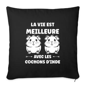 Humour cochon d'ine - Housse de coussin décorative 45 x 45 cm - noir - Devant