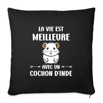 Humour cochon d'ine - Housse de coussin décorative 45 x 45 cm - noir - Devant