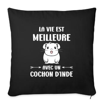 Humour cochon d'ine - Housse de coussin décorative 45 x 45 cm - noir - Devant