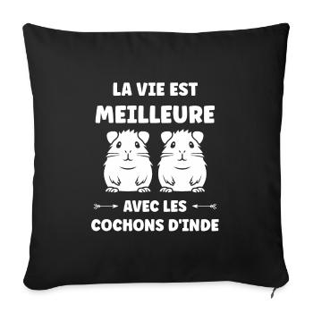 Humour cochon d'ine - Housse de coussin décorative 45 x 45 cm - noir - Devant