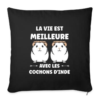 Humour cochon d'ine - Housse de coussin décorative 45 x 45 cm - noir - Devant