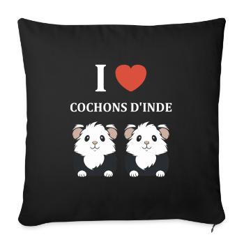 Humour cochon d'ine - Housse de coussin décorative 45 x 45 cm - noir - Devant