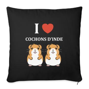 Humour cochon d'ine - Housse de coussin décorative 45 x 45 cm - noir - Devant