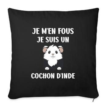 Humour cochon d'ine - Housse de coussin décorative 45 x 45 cm - noir - Devant