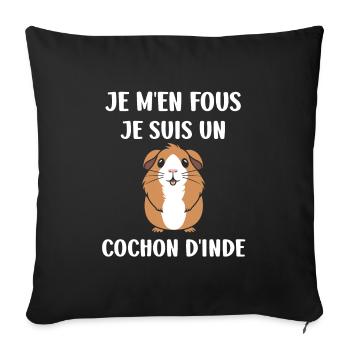 Humour cochon d'ine - Housse de coussin décorative 45 x 45 cm - noir - Devant