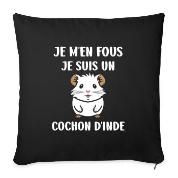 Humour cochon d'ine - Housse de coussin décorative 45 x 45 cm - noir - Devant