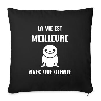 Animal mignon humour otarie - Housse de coussin décorative 45 x 45 cm - noir - Devant