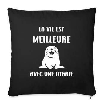 Animal mingon humour otarie - Housse de coussin décorative 45 x 45 cm - noir - Devant