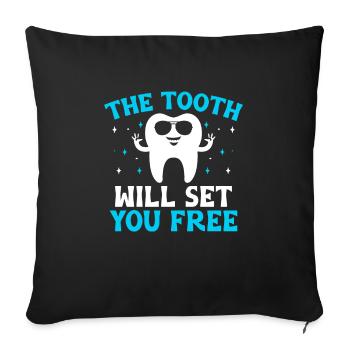 La dent vous rendra libre dentiste dentiste dentiste - Housse de coussin décorative 45 x 45 cm - noir - Devant