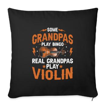 Certains grands-pères jouent au bingo De vrais grands-pères jouent du violon - Housse de coussin décorative 45 x 45 cm - noir - Devant