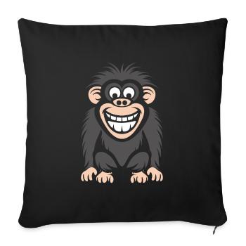 Humour petit singe babouin - Housse de coussin décorative 45 x 45 cm - noir - Devant