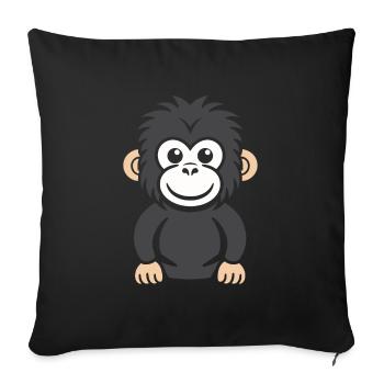 Humour petit singe babouin - Housse de coussin décorative 45 x 45 cm - noir - Devant