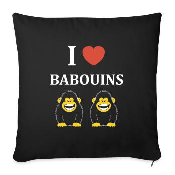 Humour petit singe babouin - Housse de coussin décorative 45 x 45 cm - noir - Devant