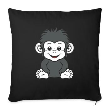 Humour petit singe babouin - Housse de coussin décorative 45 x 45 cm - noir - Devant