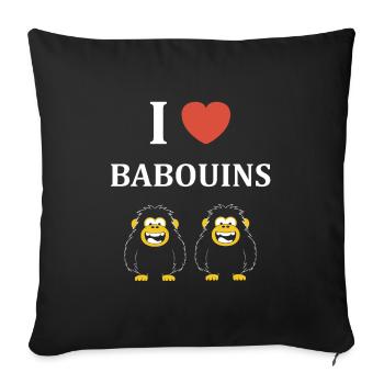 Humour petit singe babouin - Housse de coussin décorative 45 x 45 cm - noir - Devant