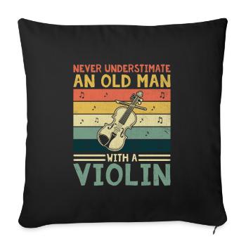 Ne sous-estimez jamais un vieil homme avec un violon Violi - Housse de coussin décorative 45 x 45 cm - noir - Devant