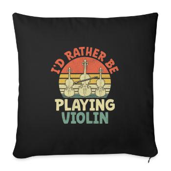 Rétro Je préfère jouer du violon violoniste Violi - Housse de coussin décorative 45 x 45 cm - noir - Devant