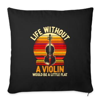 La vie sans violon serait un petit viol plat - Housse de coussin décorative 45 x 45 cm - noir - Devant
