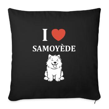 Humour Chien Samoyède - Housse de coussin décorative 45 x 45 cm - noir - Devant