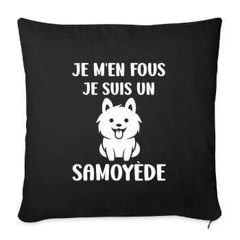 Humour Chien Samoyède - Housse de coussin décorative 45 x 45 cm - noir - Devant