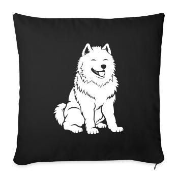 Humour Chien Samoyède - Housse de coussin décorative 45 x 45 cm - noir - Devant