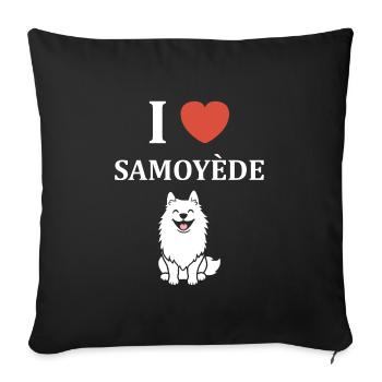 Humour Chien Samoyède - Housse de coussin décorative 45 x 45 cm - noir - Devant