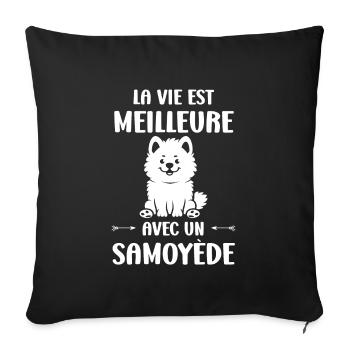 Humour Chien Samoyède - Housse de coussin décorative 45 x 45 cm - noir - Devant