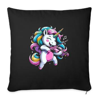Unicorn Violin Instrument Violinist Fiddler Violin - Sofa pillowcase 17,3'' x 17,3'' (45 x 45 cm) - black - Front