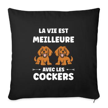 Humour Chien cocker - Housse de coussin décorative 45 x 45 cm - noir - Devant