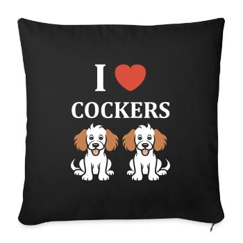Humour Chien cocker - Housse de coussin décorative 45 x 45 cm - noir - Devant