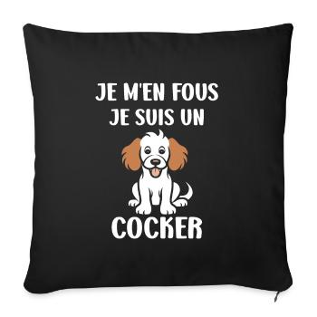 Humour Chien cocker - Housse de coussin décorative 45 x 45 cm - noir - Devant